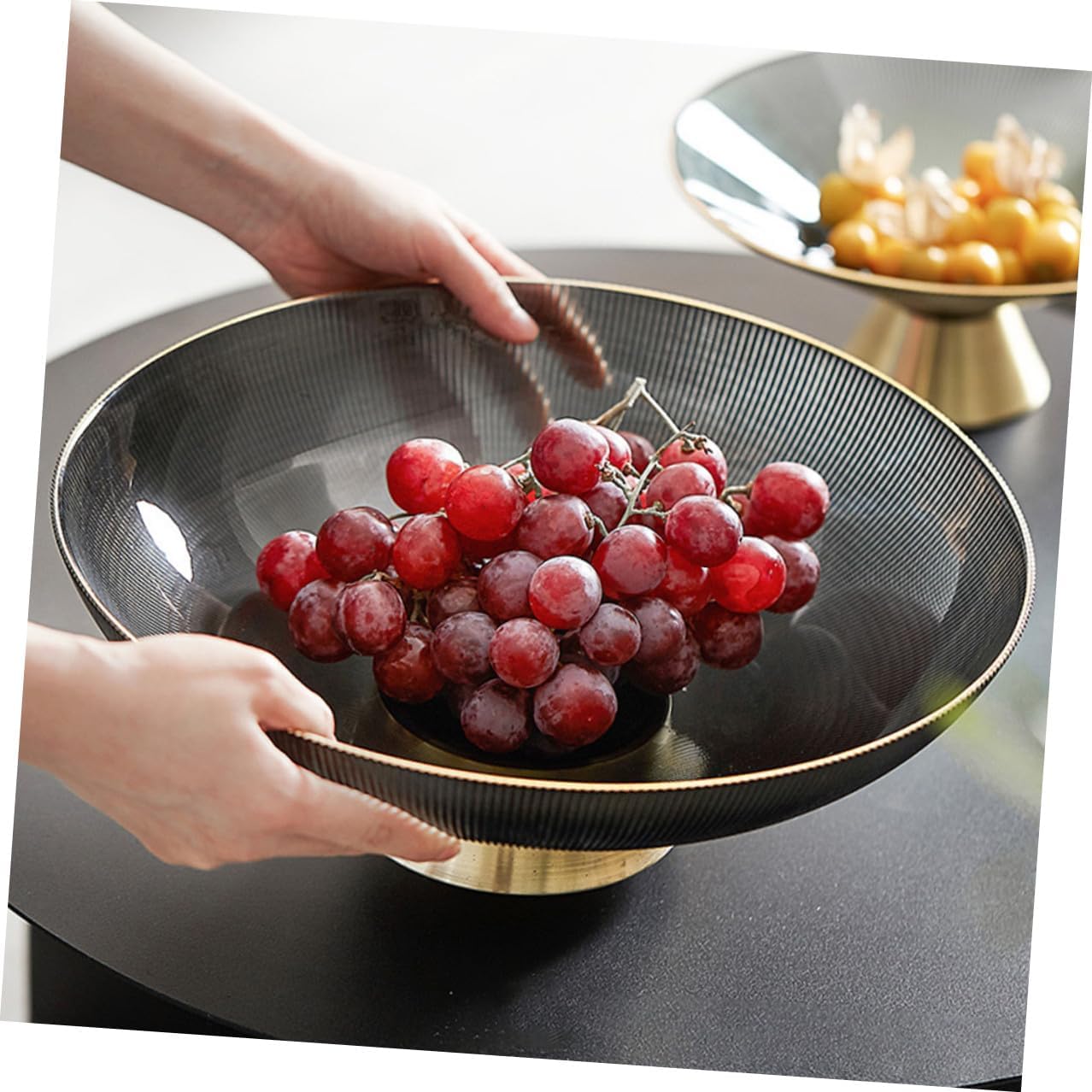 Ciieeo Tall Glass Fruit Bowl Decorative Pedestal Snack Plate Food Container for Home Dining Table and Coffee Table Use