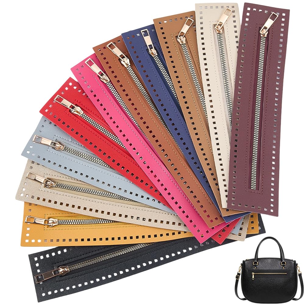 Fermeture éclair pour sac à main en cuir PU noir et marron pour vos ateliers DIY