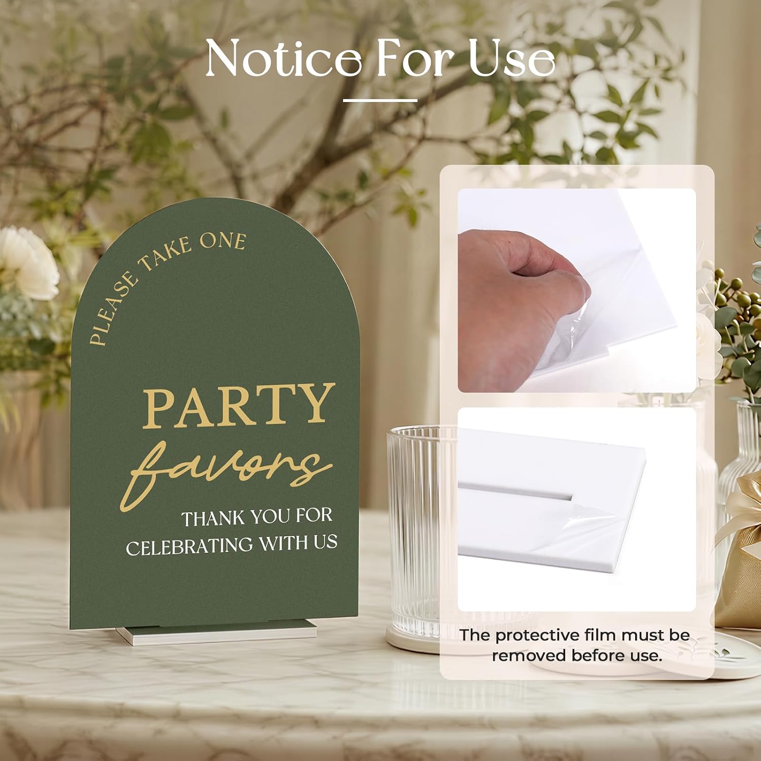 Sage & Forest Green Acrylic Wedding Signs with Stands, Set of 4, 5 x 7 Inch