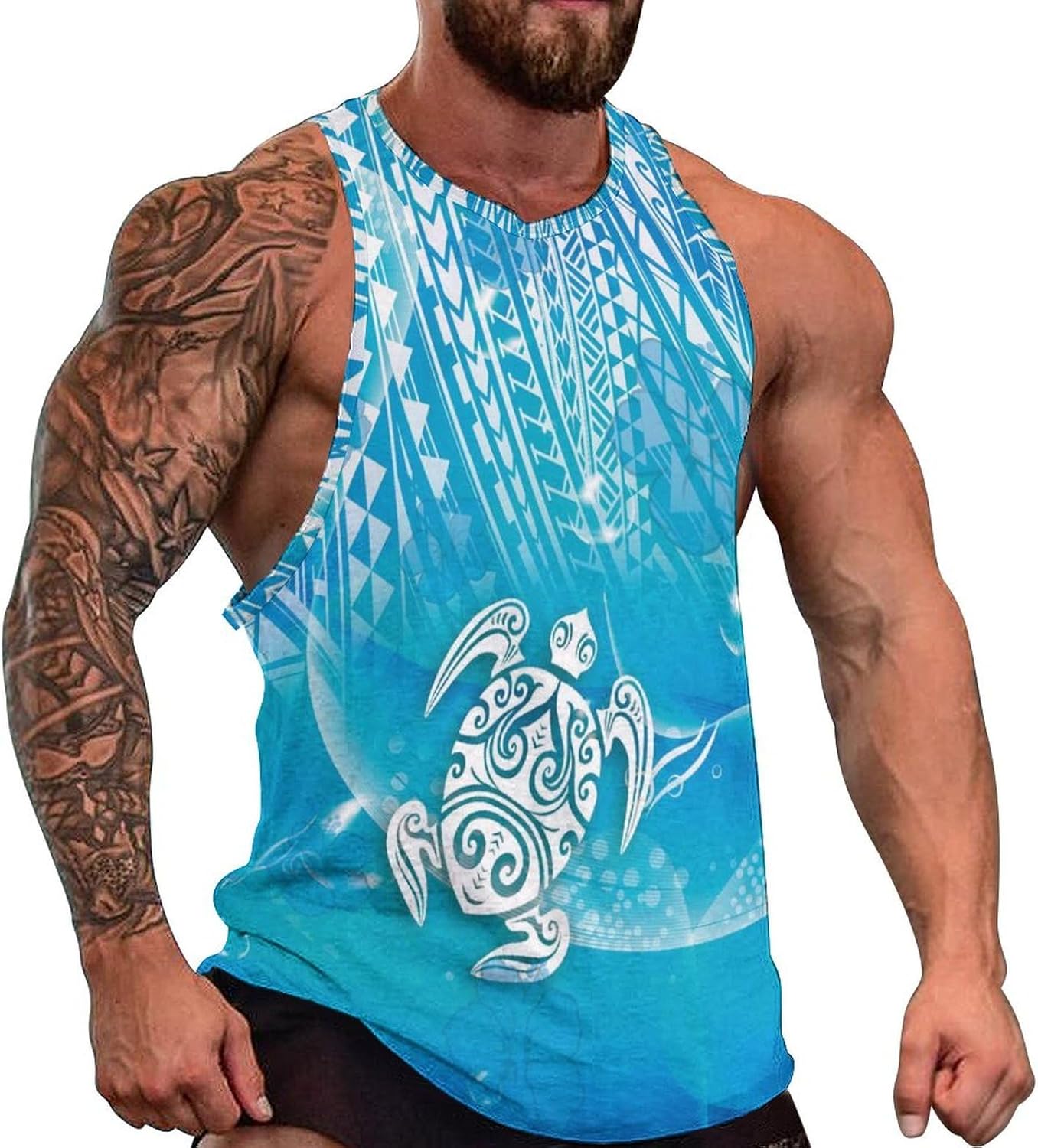 joo meryer Polynesian Tank Top for Men Tribal American Samoa Printed Workout Gym Muscle T-Shirt