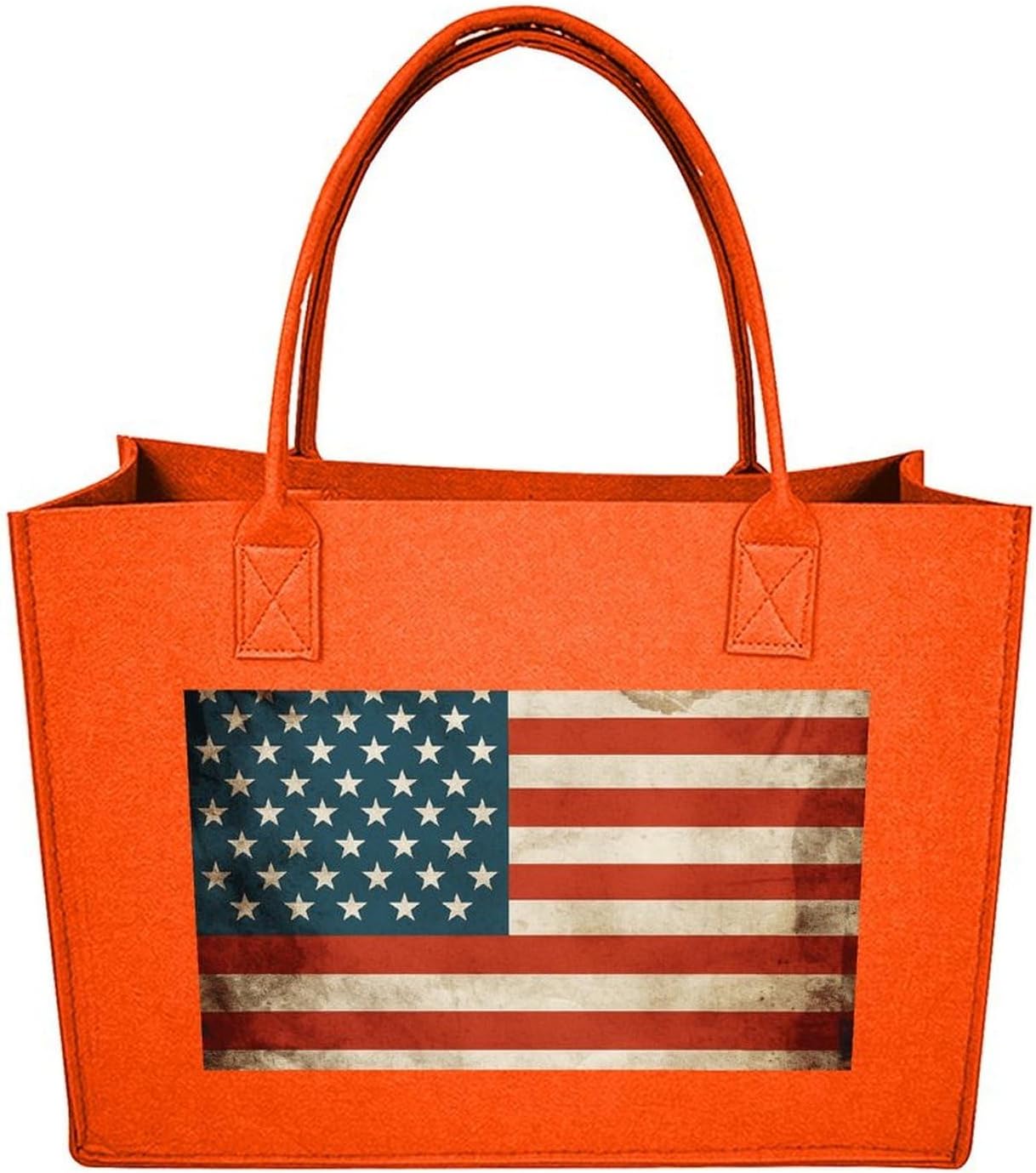 USA Flag Tote Bag for Unisex, Large Felt Shopping Bag with Handles, Handbag, Reusable Gift Bag
