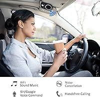 Vista 2 de Kit de teléfono celular manos libres, Bluetooth de 5.0 pulgadas con clip de visera, soporte de comando de voz Siri Google, micrófono integrado