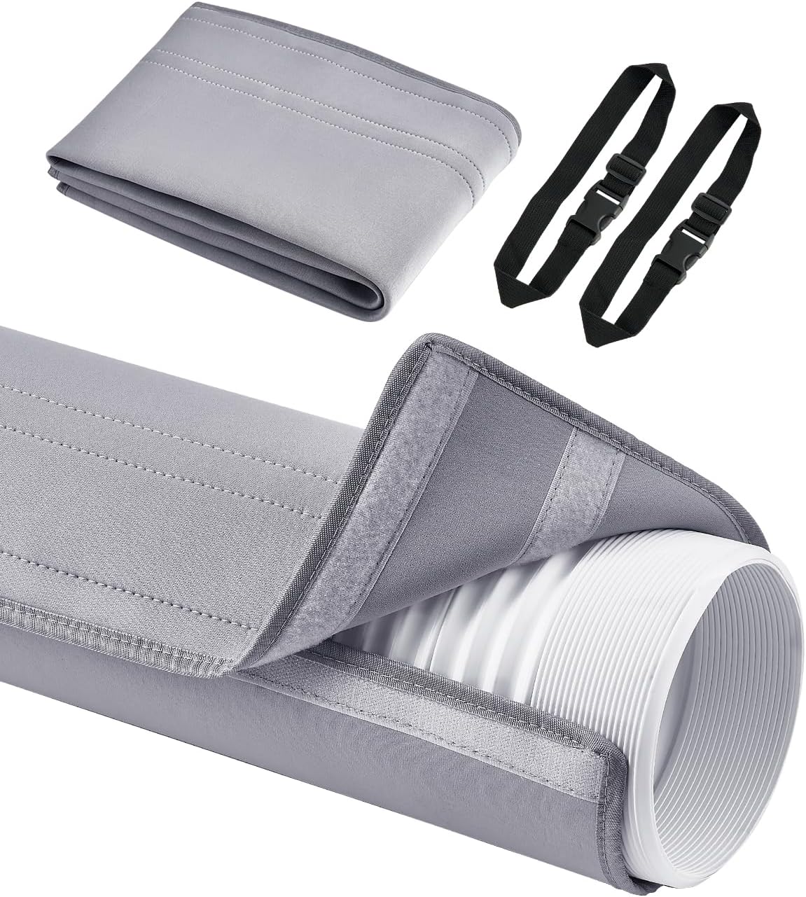 VEVOR Air Conditioner Hose Cover Wrap, Portable AC Hose Duct Vent Cover Sleeve, Insulation Sleeve for 5 & 5.9" Diameter Exhaust Hoses Tube, Easy Installation with 2 Adjustable Buckle Straps, Gray