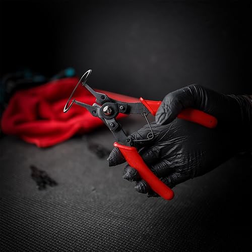 Miniatura 7 de ABN Juego de alicates de anillo a presión - Juego de alicates de clip C de cabeza de mandíbula intercambiables de 5 piezas, mordazas rectas, en