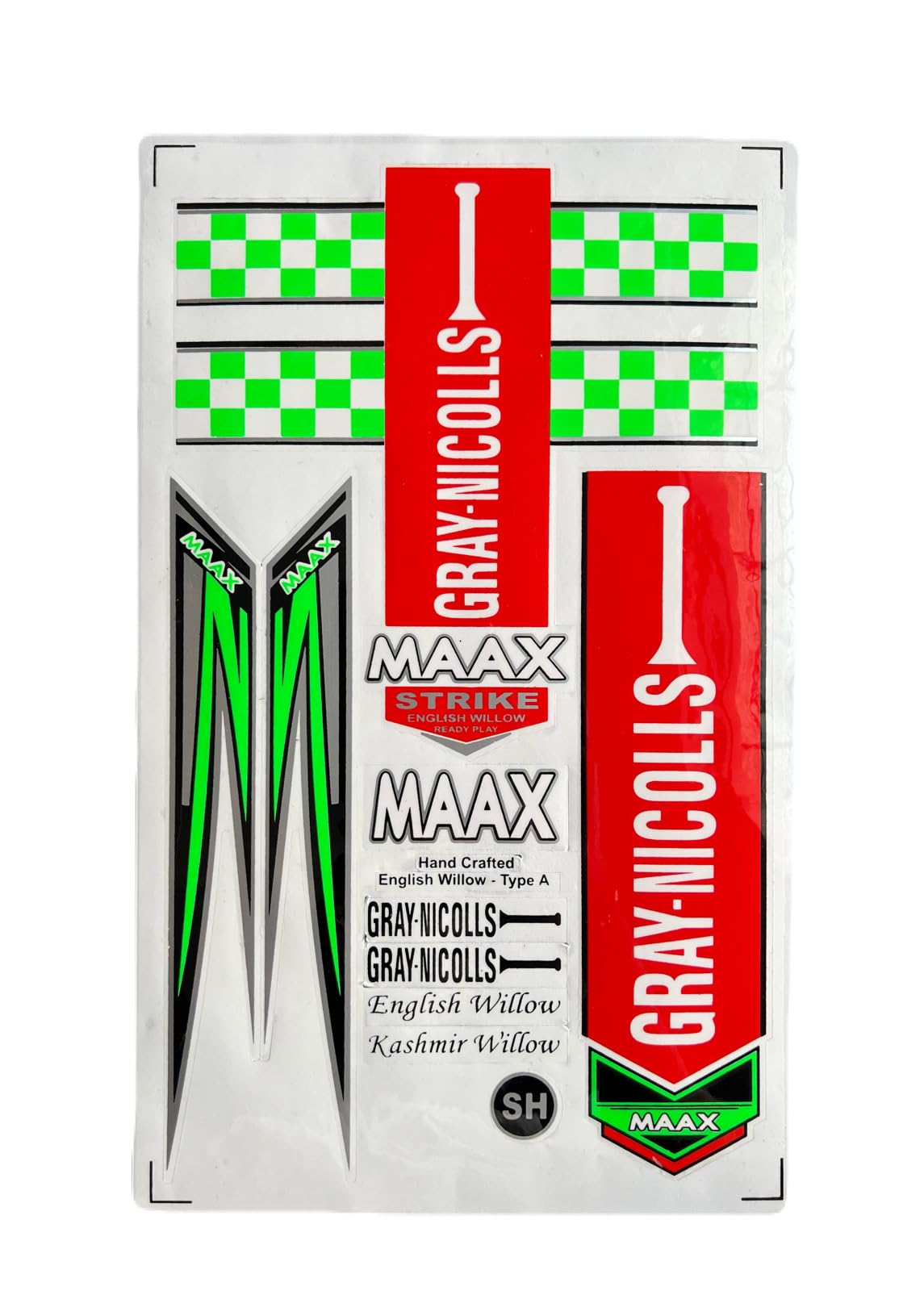 MaaxX Strike Cricket Bat Sticker Set, English Willow | Hand Crafted, Ready Play, Kashmir Willow Option, Type A Willow, Green & Red Design-image-41