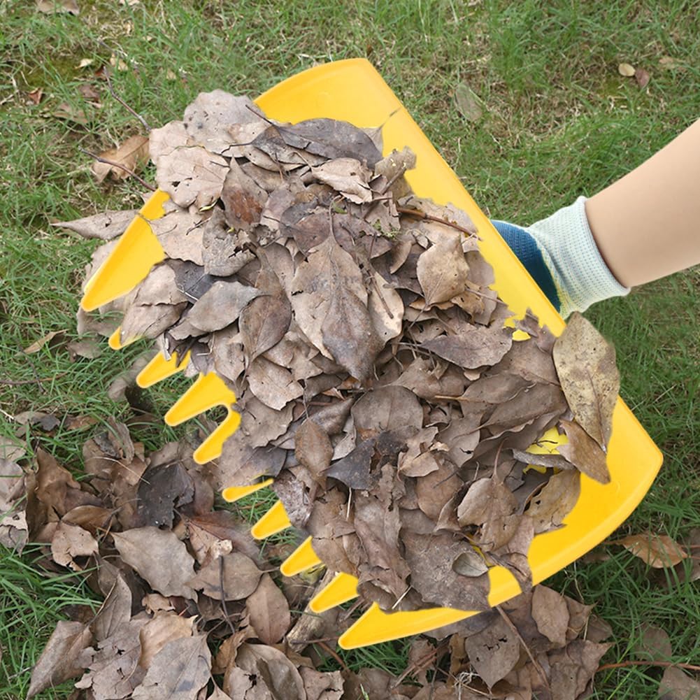 2 Sets Leaf Scoops Hand Rakes with 2 Pairs Gloves, Large Lightweight Plastic Leaf Grabbers for Picking Up Leaves, Lawn Debris, Grass Clippings, Garden Yard Waste and Trash image 2