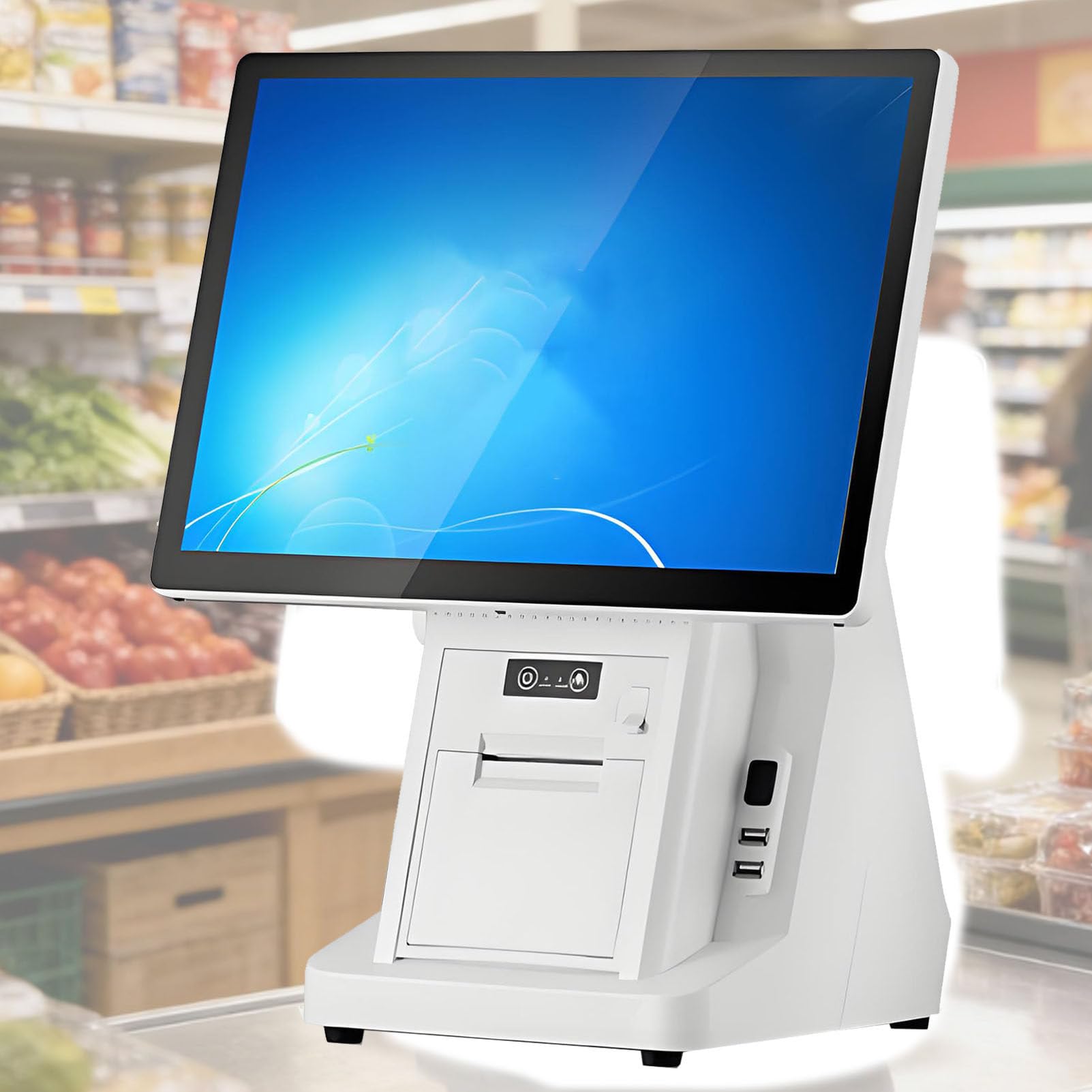 Sistemas TPV para restaurantes con Pantalla táctil de 15,6 Pulgadas, Caja registradora Todo en uno para pequeños Negocios, Terminal de Pago para Tiendas minoristas SingleScreen-4G64G58mm