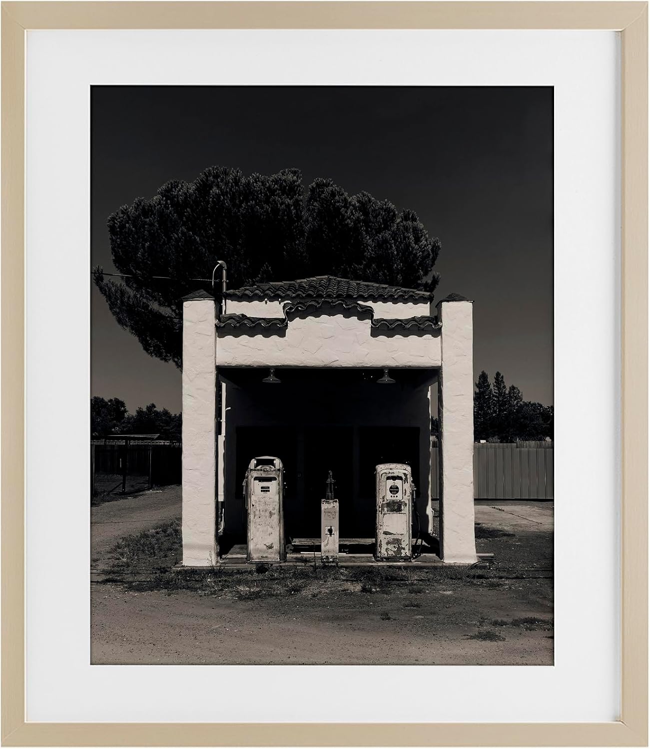 Stupell Industries Ancient Service Station Photograph Birch Framed Print Under Glass design by Dan Katz, 21 x 17