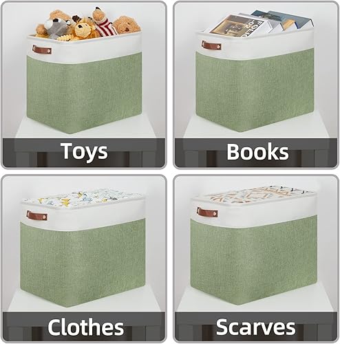 Vista 321 de HNZIGE - Canastas pequeñas de tela para organización (paquete de 6) canastas plegables de almacenamiento para estantes, armarios, lavandería, Asas