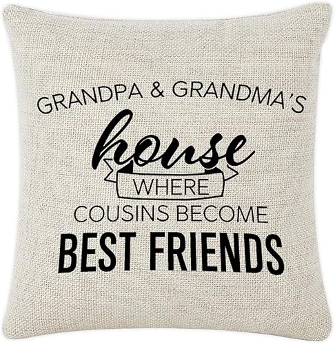 Funda de almohada para el Día de la Madre, de lino y algodón, para sala de estar, dormitorio, decoración de casa de abuelo y abuela, donde los