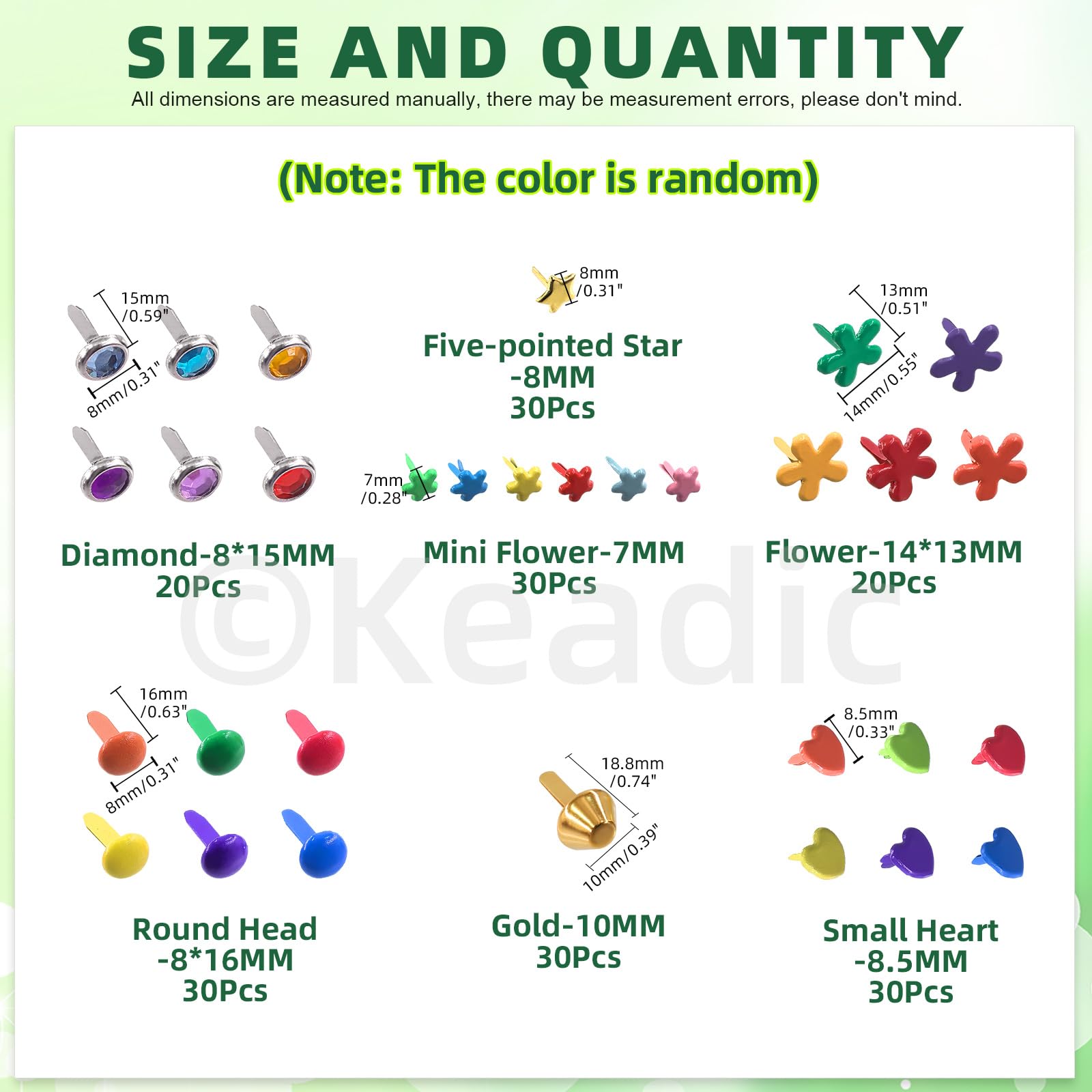 Keadic 491Pcs Metal Paper Fasteners Brads and Single Hole Metal Punch Pliers Assortment Set - Image 3