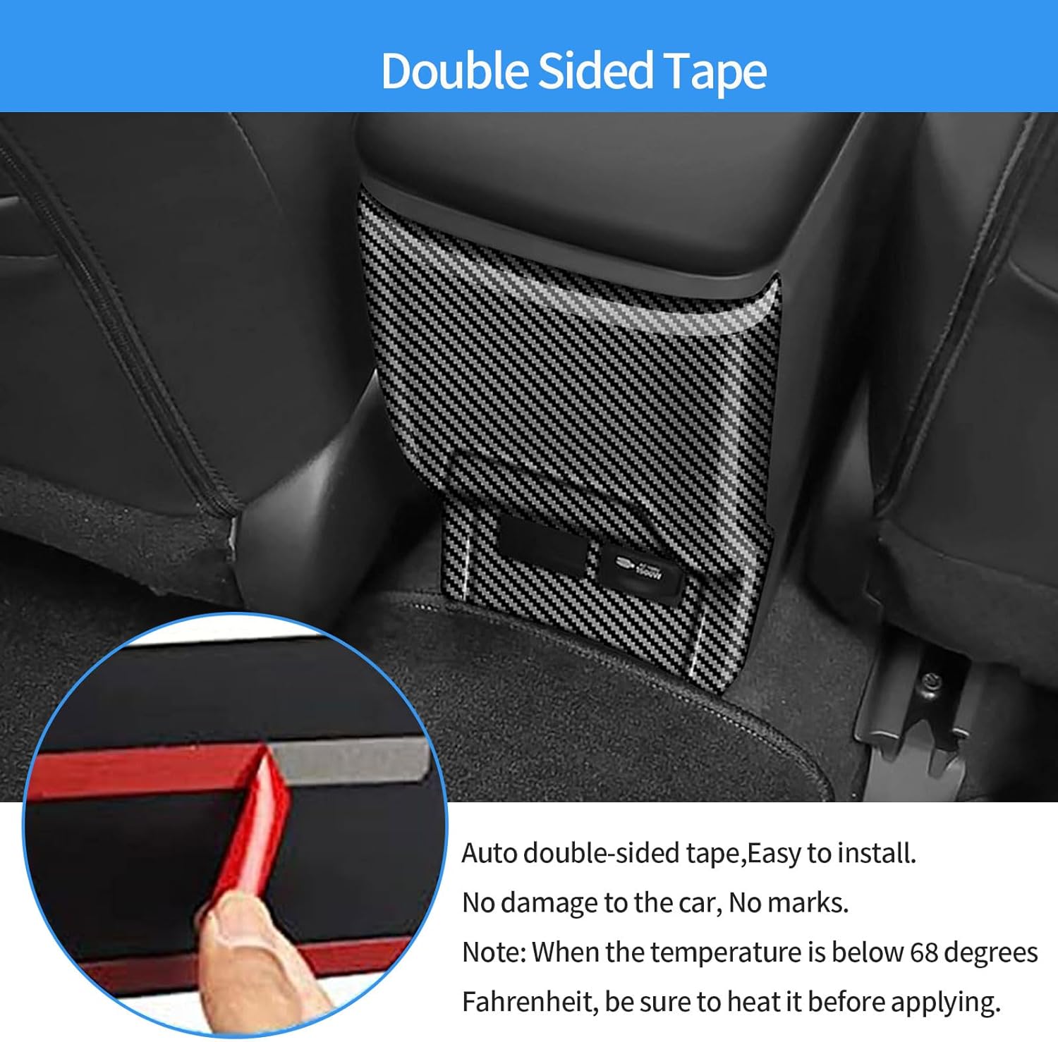Car Accessories Compatible with Toyota Prius 2026 2025 2024 2023 Interior Rear Air Vent Outlet Panel Anti Kick Cover Trim ABS 1PC(Carbon Fiber Style)