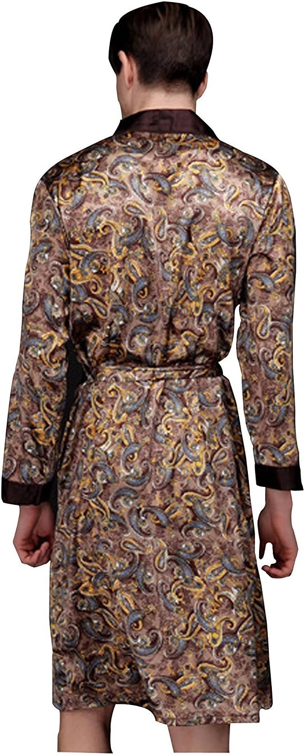 Lavenderi Mens Silky Satin Lounge Robe, Long Lightweight Sleepwear - Image 2