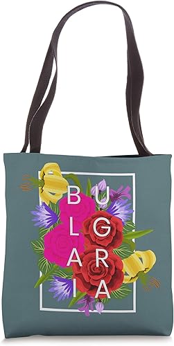 Flowers of Bulgaria Word Art - Bolsa de mano con orgullo búlgaro Blanco 16 pulgadas