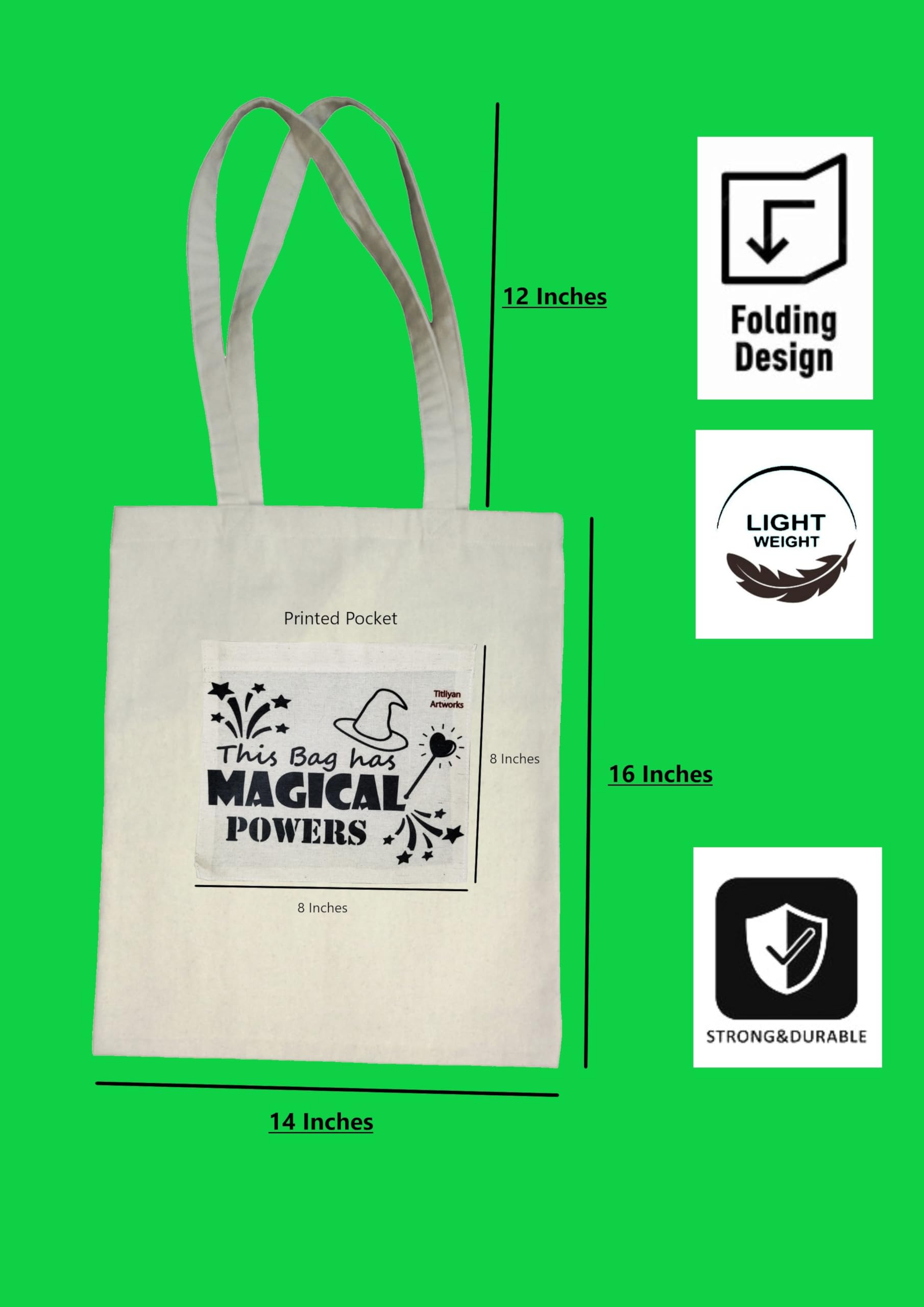100% Cotton Canvas Tote Bag, Pack of 2, perfect 14inch x 16inch Tote Bags For Women, Shopping Bag For Grocery,Vegetable Bag For Market, Aesthetic Office Bag For Women, Collage Bag For Women 1