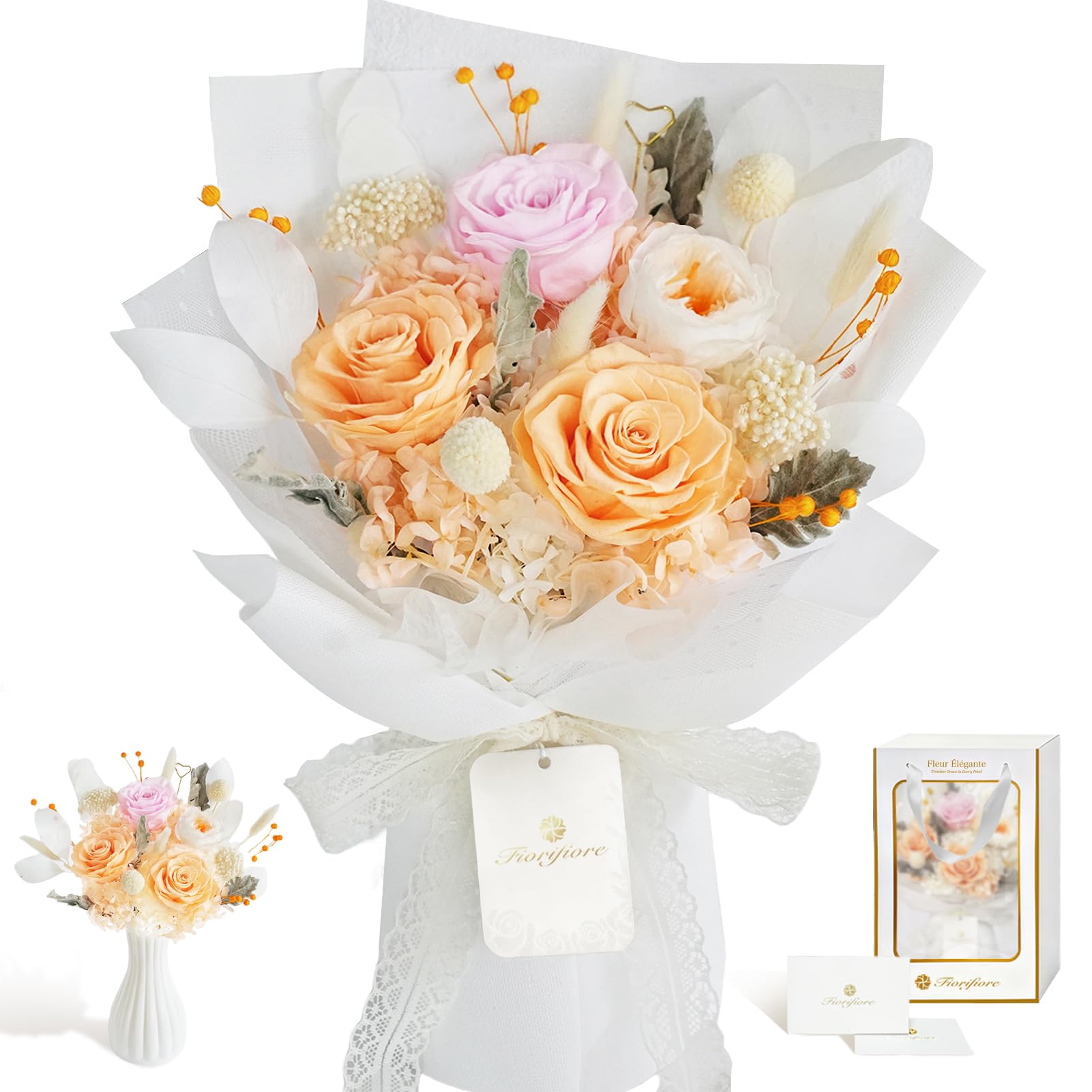 プリザーブドフラワーブーケ Amazon｜Fiorifiore 母の日 プリザーブドフラワー ブーケ 4輪 薔薇花束