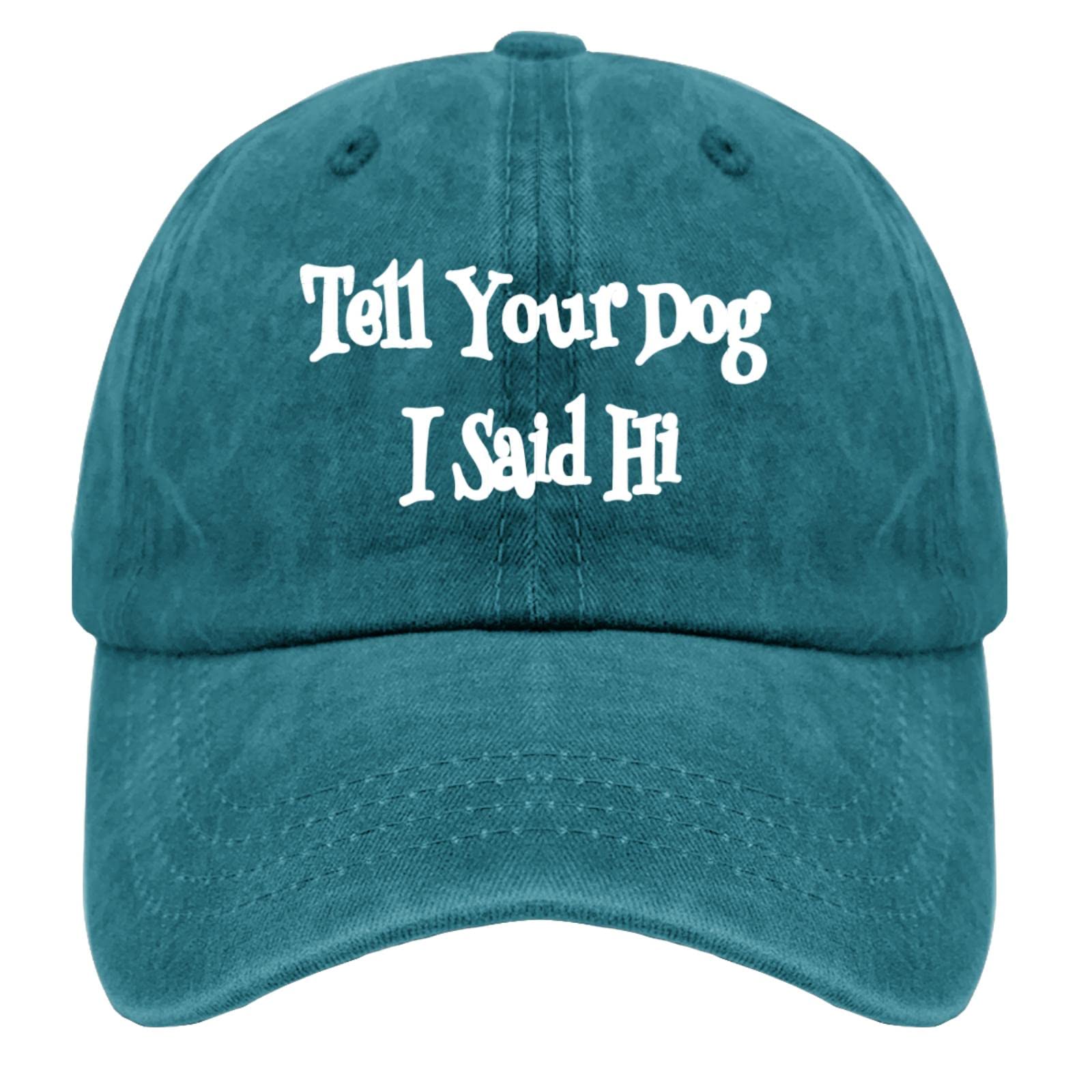 zoman Dad Hats Tell Your Dog i Said hi Trucker Hat for Men Graphic Washed Cotton Adjustable for Camping Gifts