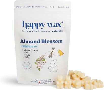 Happy Wax Almond Blossom Scented Wax Melts for Dog Owners Odor Eliminating, Calming, Pet-Safe, Non-Toxic, Dye-Free, Perfect for Use with Wax Warmers - 4 oz Pouch
