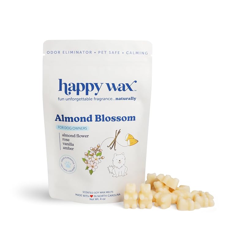 Desodorizador de Ambientes em Cera para Casas com Cães Happy Wax Almond Blossom, 113 g