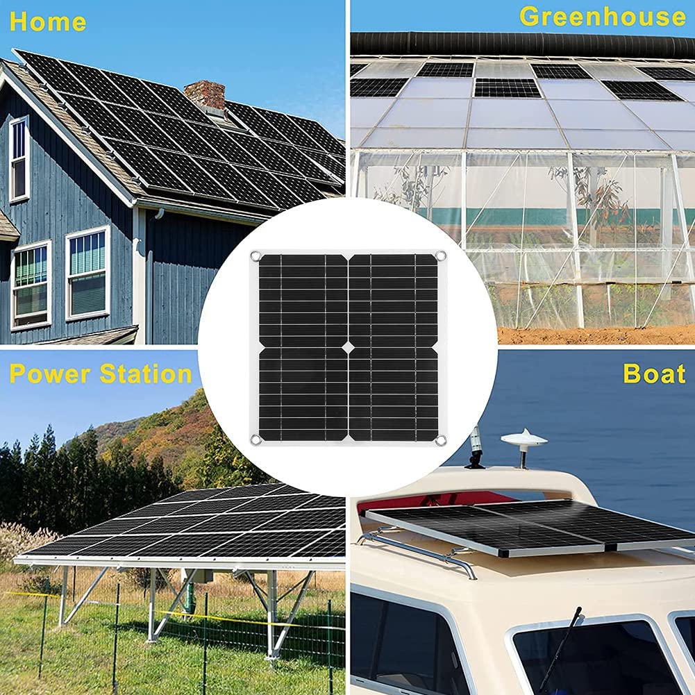 Pannello solare monocristallino, 15W*2 Pannello Solare Portatile, modulo solare flessibile ad alte prestazioni per casa, camper, roulotte, navi 60A