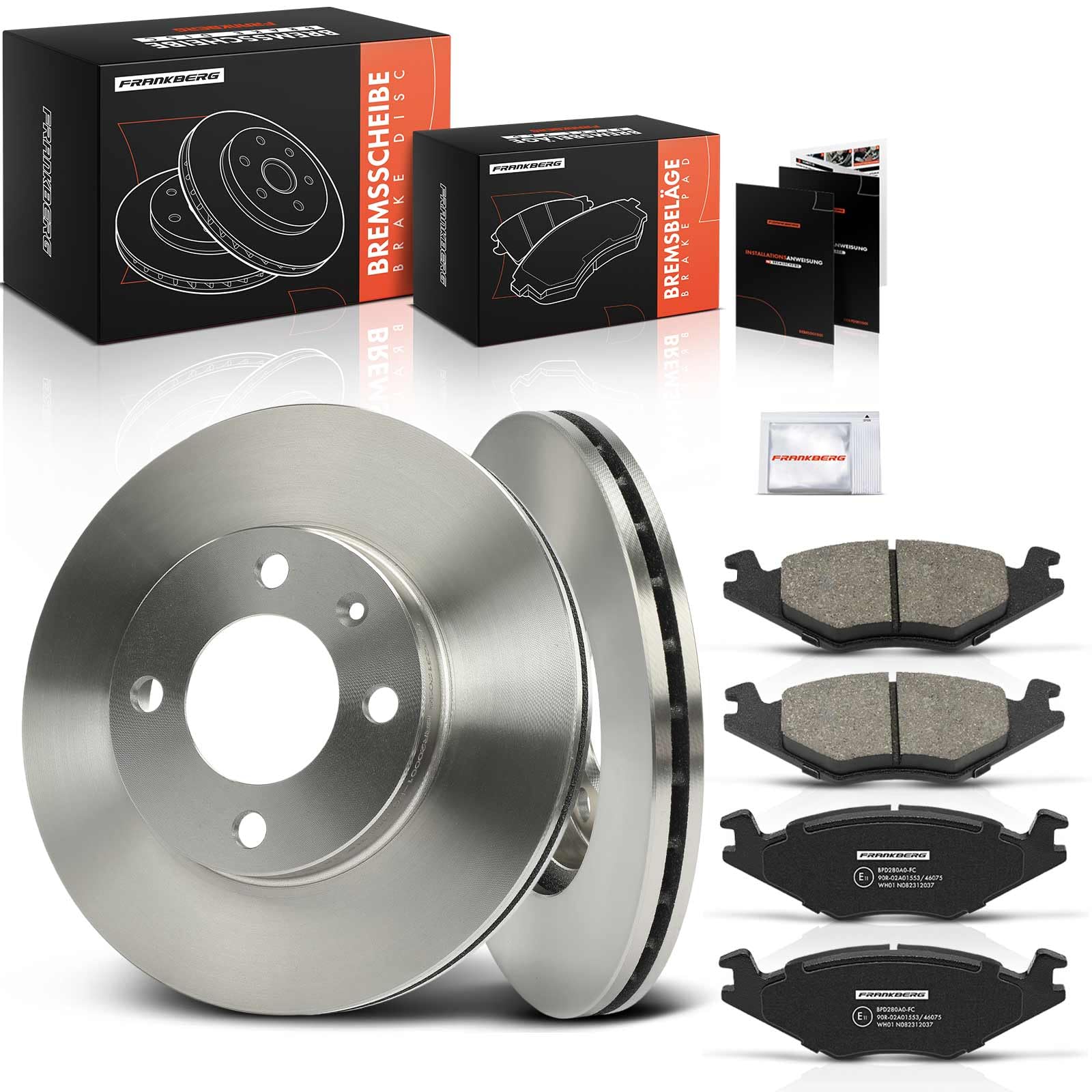 Frankberg Juego de frenos delantero y trasero 321615301B | Compatible con: P.a.s.s.a.t 32B, J.e.t.t.a II 165 19E 1G2, P.a.s.s.a.t Sedán 32B, Polo Coupé 80 86C, S.C.I.R.O.C.C.O 53B