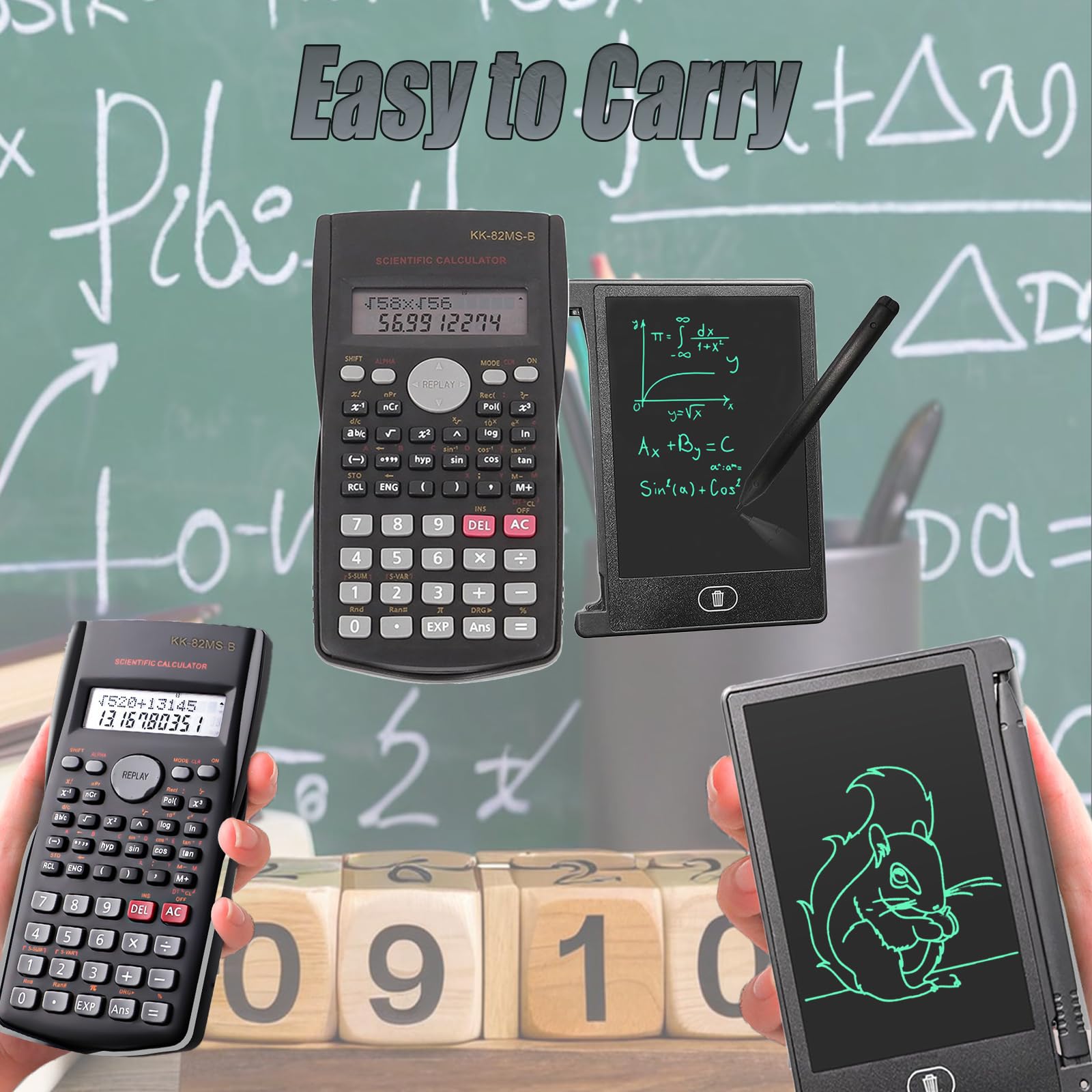 KK-82MS-B/KK-82MS-D Portable Engineering Scientific Calculator with 4.4 Inch LCD Erasable Writing Tablet - Image 4