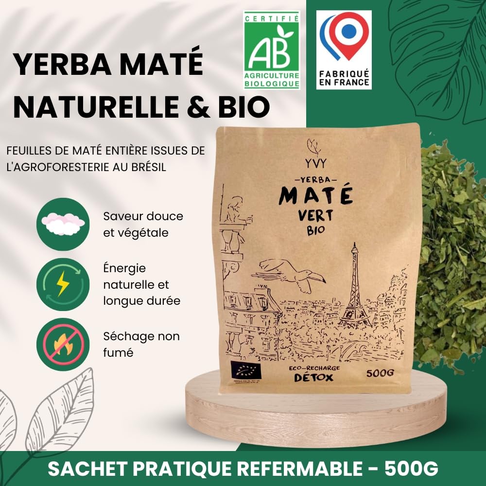 YVY Mate Set Mate Camionero Alpaca | Set Calebasse Camionero Alpaca, Bombilla Alpaca und 500 g Bio-Grünmatte | Set für Mate-Liebhaber | handgefertigt in Uruguay