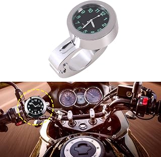 Relógio universal para motocicleta, 1 peça relógio de guiador de motocicleta prata à prova d'água moto guidão relógio de montagem brilhante para a maioria dos motos helicóptero de cruzeiro 4,3 x 4,3 x 1,7 cm