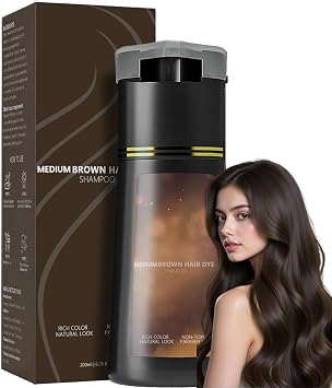 Hair Dye Shampoo, Hair Colour Shampoo Care,Instant Dye Sh-ampoo,H-air Dye Sham-poo,Natural Plant Hair Dye Sha-mpoo,3 In 1 Hair Dye Permanent,Colour Shampoo to Cover Grey Medium Brown