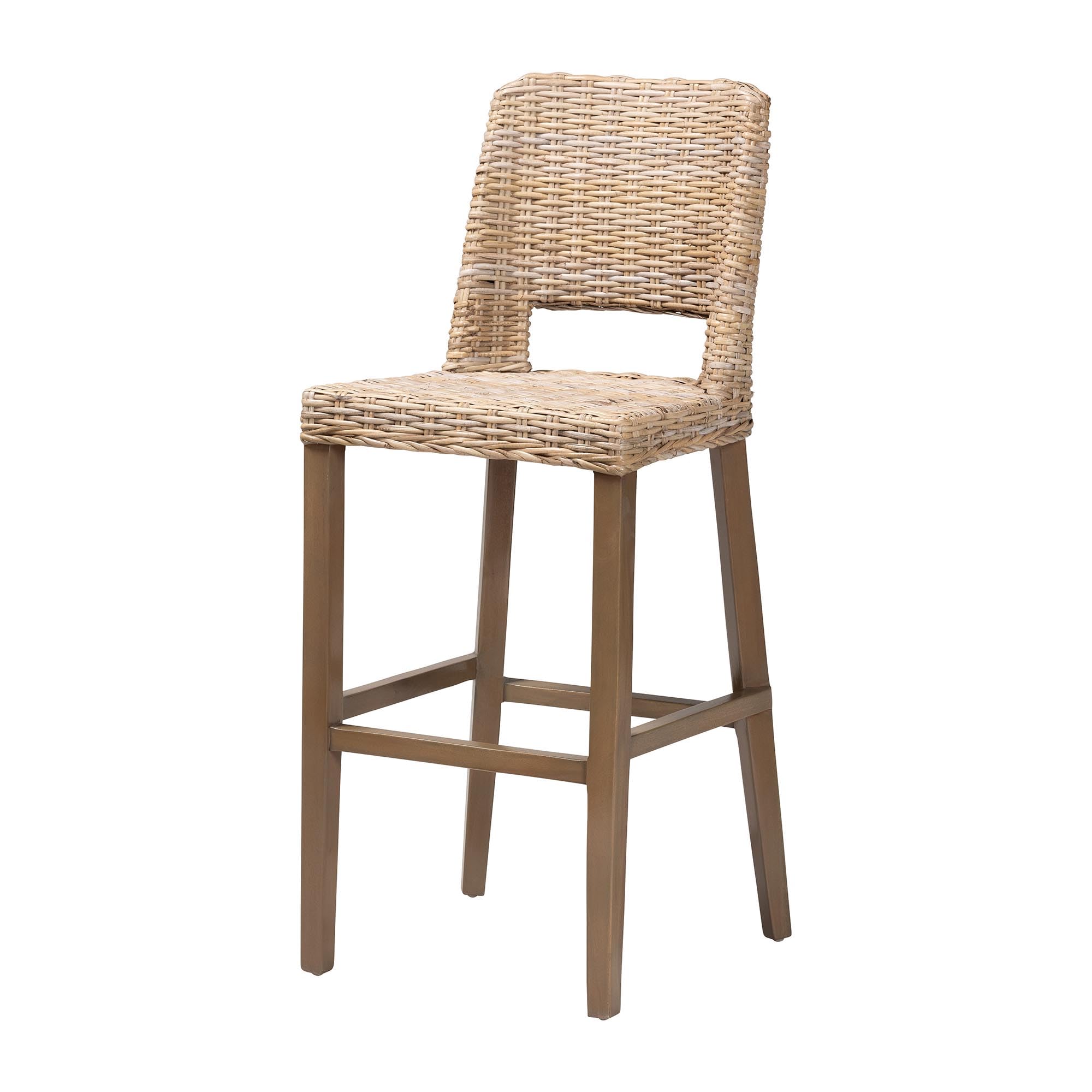 Amazon.com: bali & pari Magy Natural Rattan Stool, Bar Height