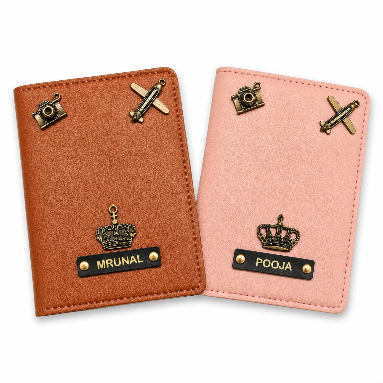 Polyurethane Unisex Passport Cover (Tan and Pink)-image-44