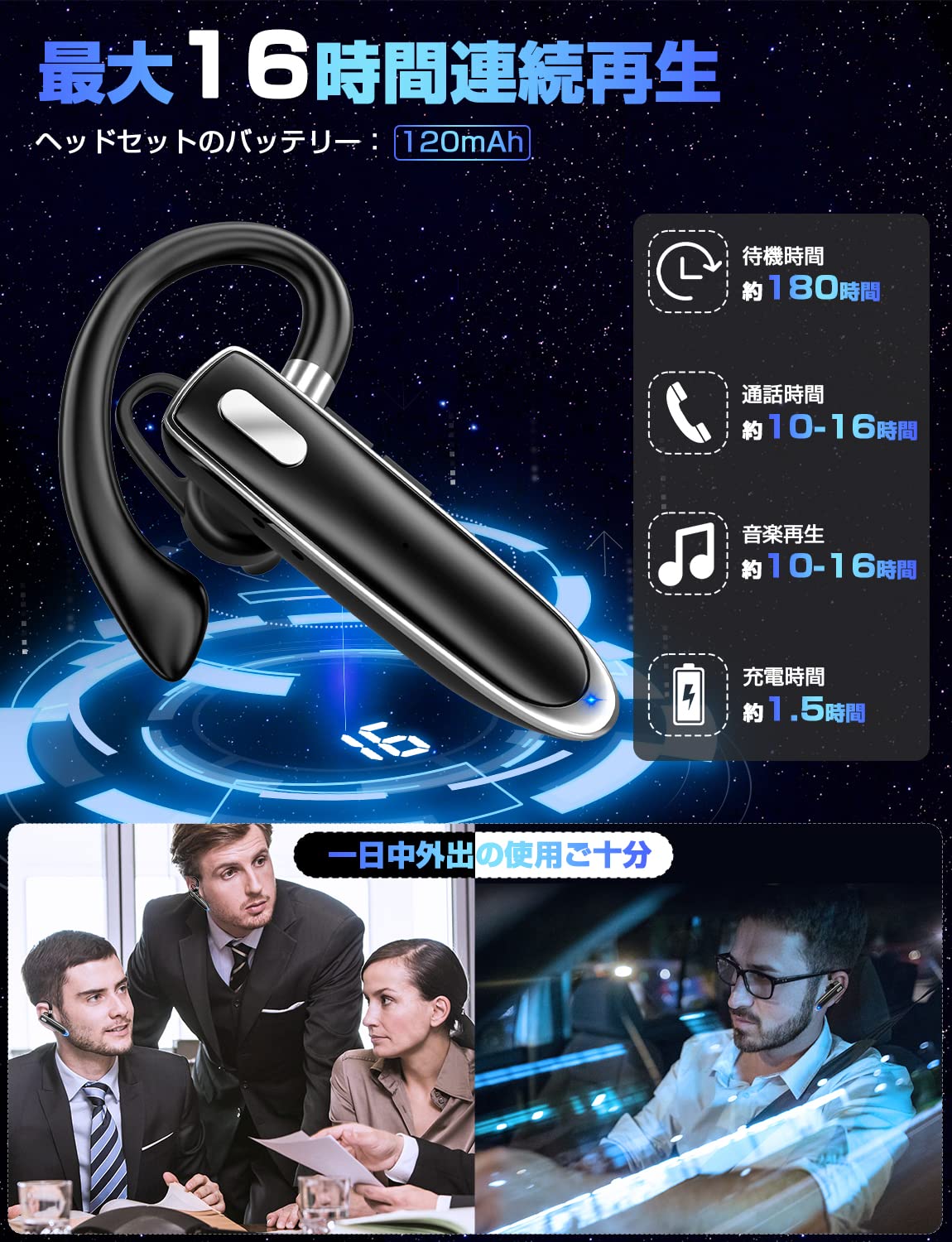 Amazon.co.jp: Gethoo 【新登場 Bluetooth 5.3】ヘッドセット イヤホン