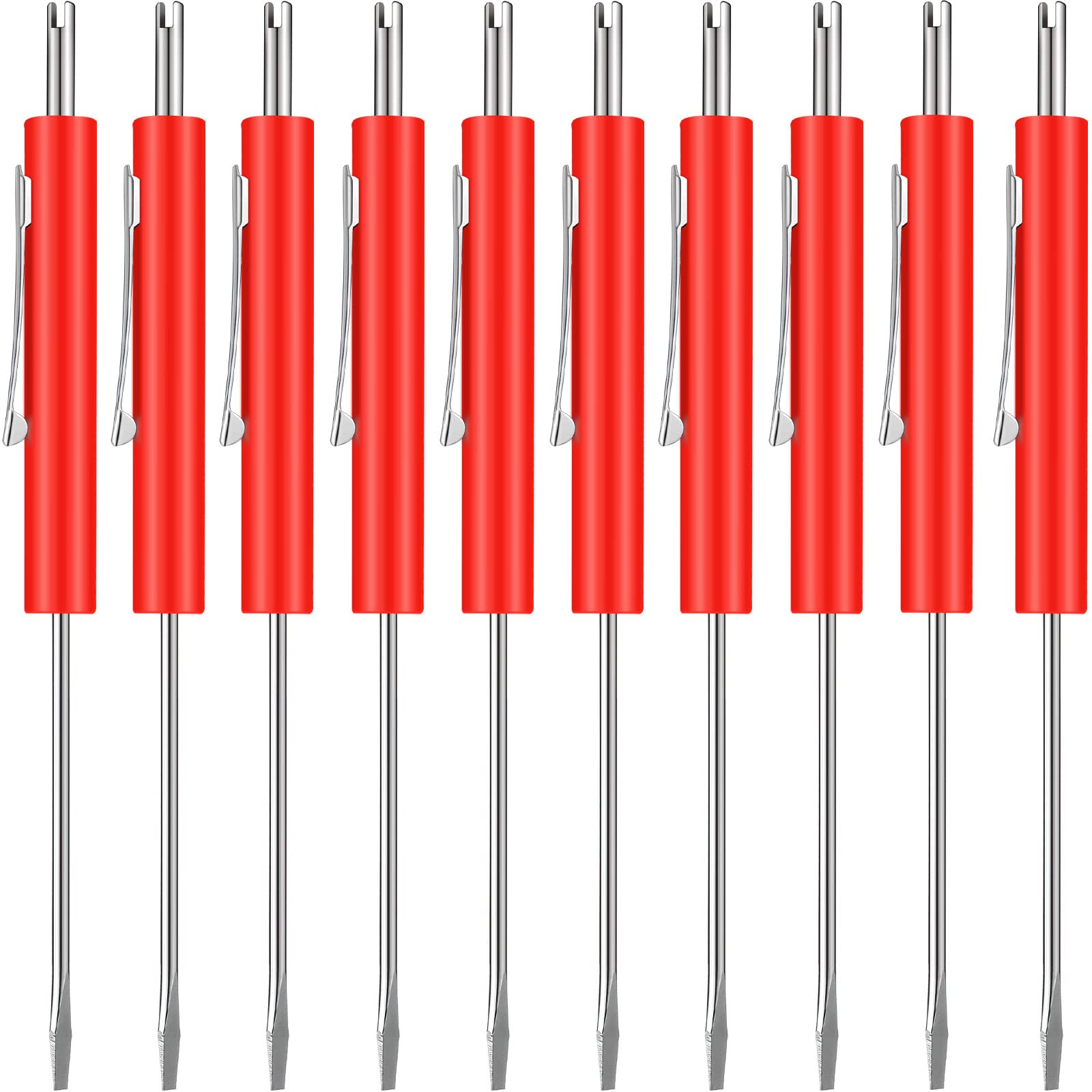 Zhehao 10 Pcs Pocket Screwdriver with Valve Core Removal Tools, Mini Screwdriver Set Small Dual Use Screwdriver Kit with Clip for Mechanics