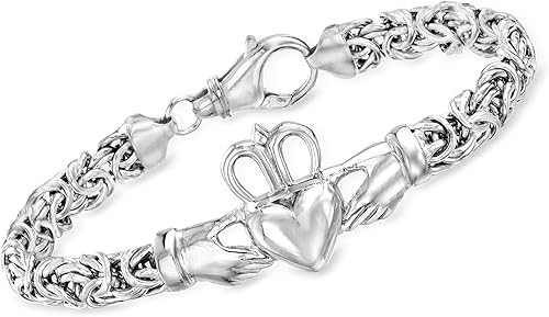 Ross-Simons Sterling Silver Byzantine Claddagh Bracelet
