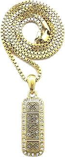 GWOOD Pendant XANAX with Crystal Rhinestones 24 Inch Box Necklace Gold Color