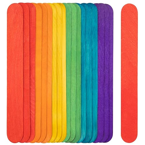 WISYOK 8 Inch Colored Jumbo Craft Sticks - 60 PCS