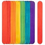 WISYOK 8 Inch Colored Jumbo Craft Sticks - 60 PCS Extra Large Natural Premium Wood, Rainbow Wooden Popsicle Sticks, Wide Lollipop Sticks for DIY Crafting, Kids Education, Home Art Projects