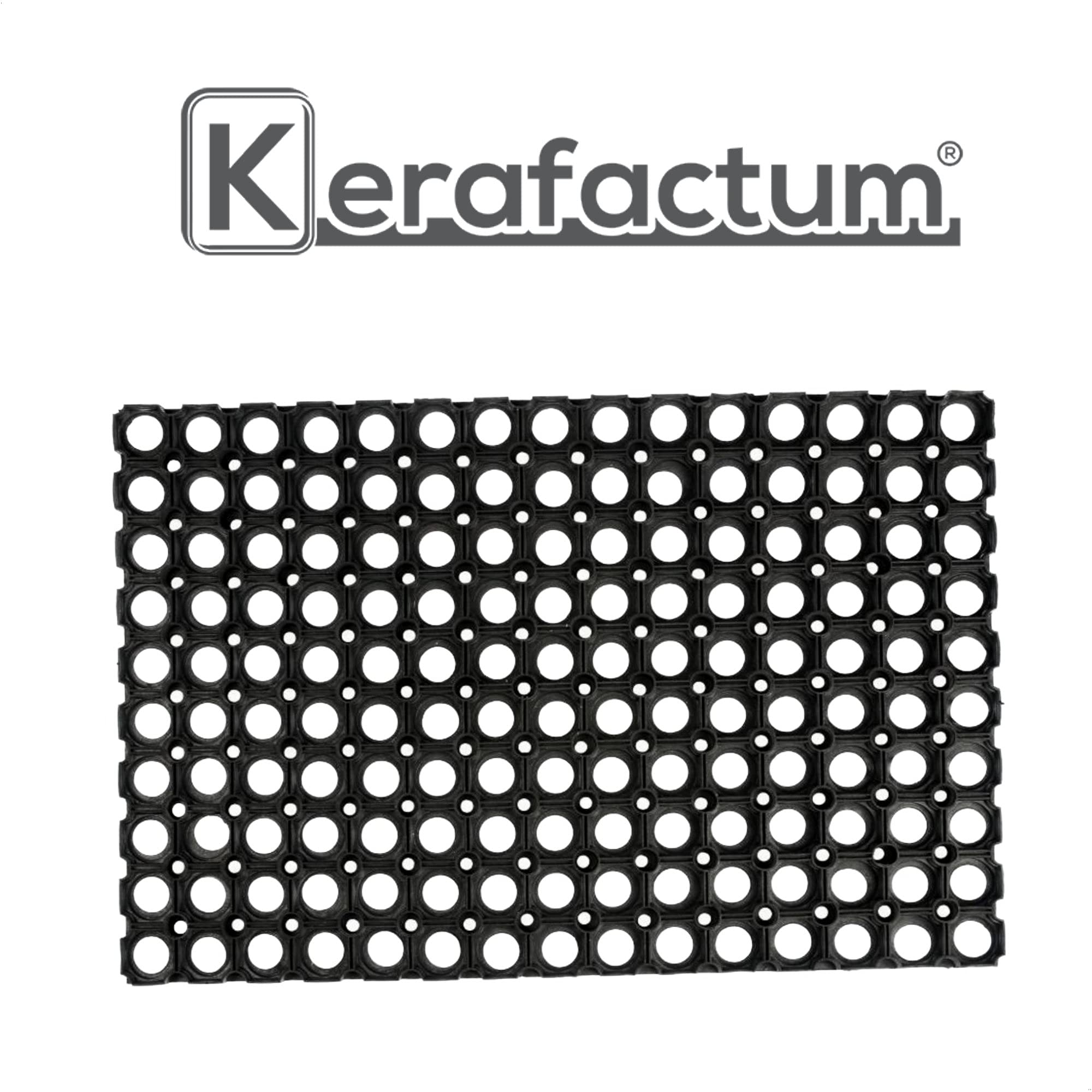 Kerafactum Felpudo perforado para exteriores, antideslizante, alfombra negra de goma, alfombrilla perforada, para exteriores, 100 x 150 cm