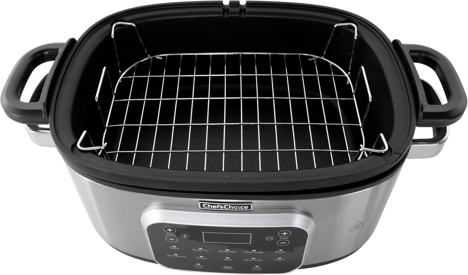 Chef'sChoice Multicooker, Large 6-Quart Capacity Multipurpose Non-Stick Vessel and Variable Temperature Control with Keep Warm and 12 Cooking Presets, 1300-Watts, Stainless Steel