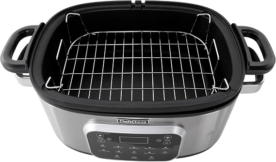 Chef'sChoice Multicooker, Large 6-Quart Capacity Multipurpose Non-Stick Vessel and Variable Temperature Control with Keep Warm and 12 Cooking Presets, 1300-Watts, Stainless Steel