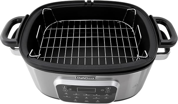 Chef'sChoice Multicooker, Large 6-Quart Capacity Multipurpose Non-Stick Vessel and Variable Temperature Control with Keep Warm and 12 Cooking Presets, 1300-Watts, Stainless Steel