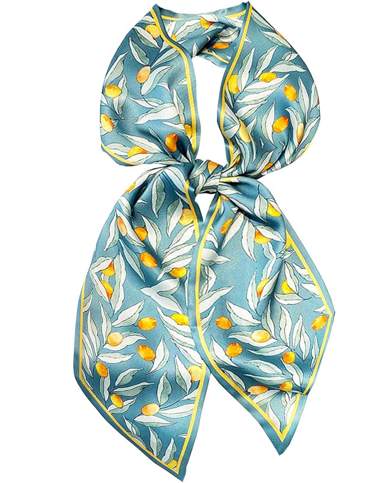 Hioyiwse Head Scarf Hair Neck Scarves For Women Purse Bag Scarfs For Handbags Silky Long Thin Satin Headscarf Fashion