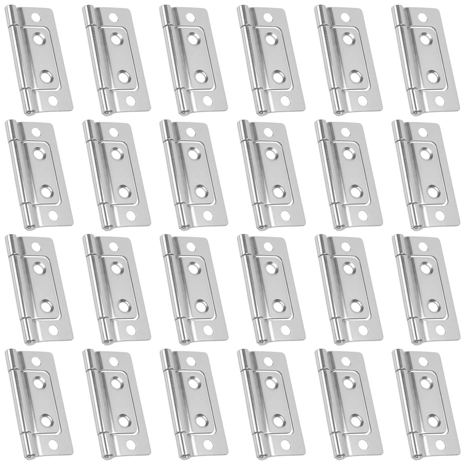 Cheungr Silver 24Pcs Flush Hinges, 2 Inch Stainless Steel Cupboard Hinges Ball Bearing Door Hinge For Wooden Doors, Cabinets, Dressers, Wardrobes ﻿