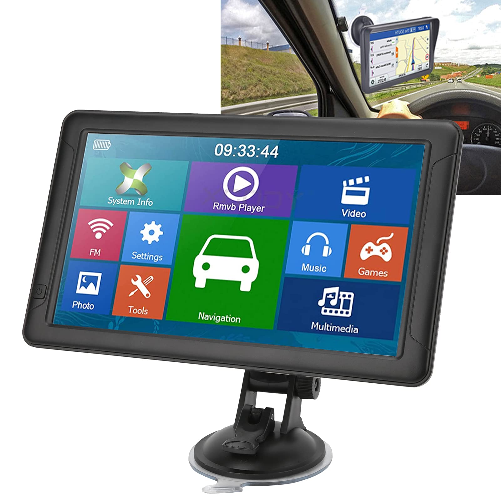 Shanrya Navigazione GPS touch screen, mappa America Navigazione GPS per auto Guida vocale da 9 pollici Memoria da 8 GB per camion