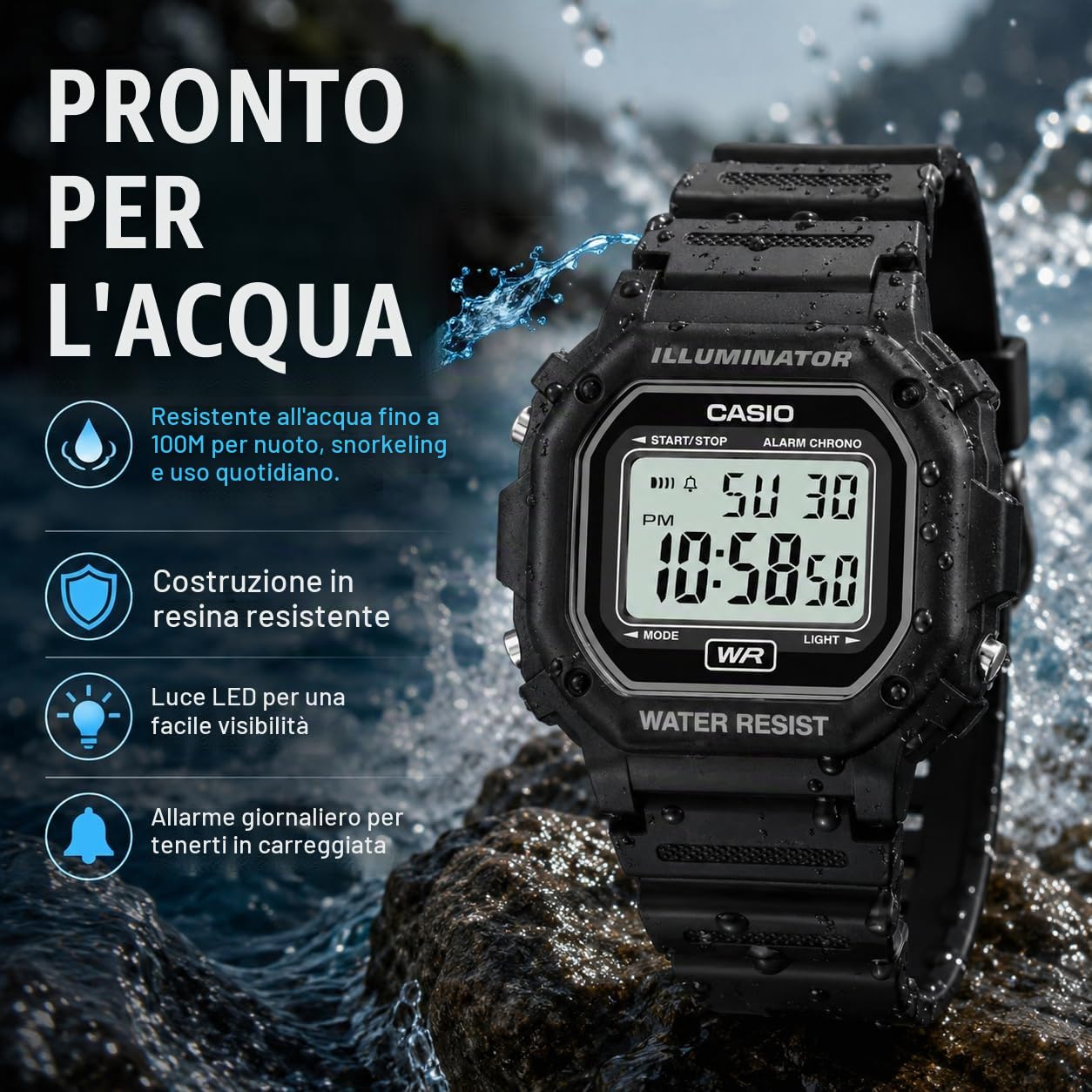 Casio Orologio Digitale Quarzo Uomo con Cinturino in Resina