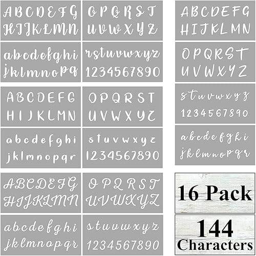 Plantillas de letras del alfabeto para pintar, paquete de 16 plantillas de plantillas de letras para madera, pasteles, galletas y manualidades,