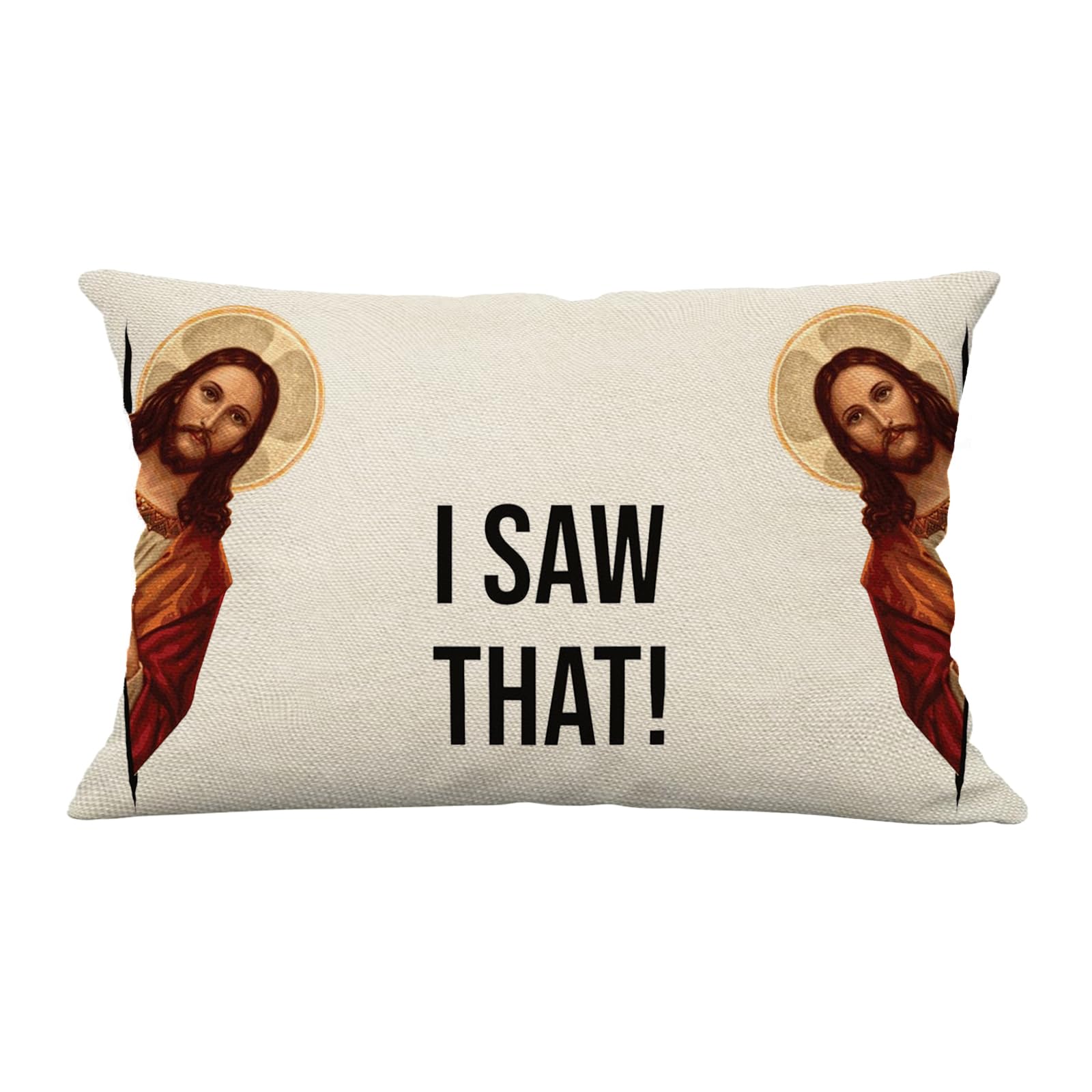 Jesus Pillow Covers Christian Decor I Saw That Pillow Case - 12 x 20 Inch Jesus Christian Throw Pillows for Couch Decorative Pillows
