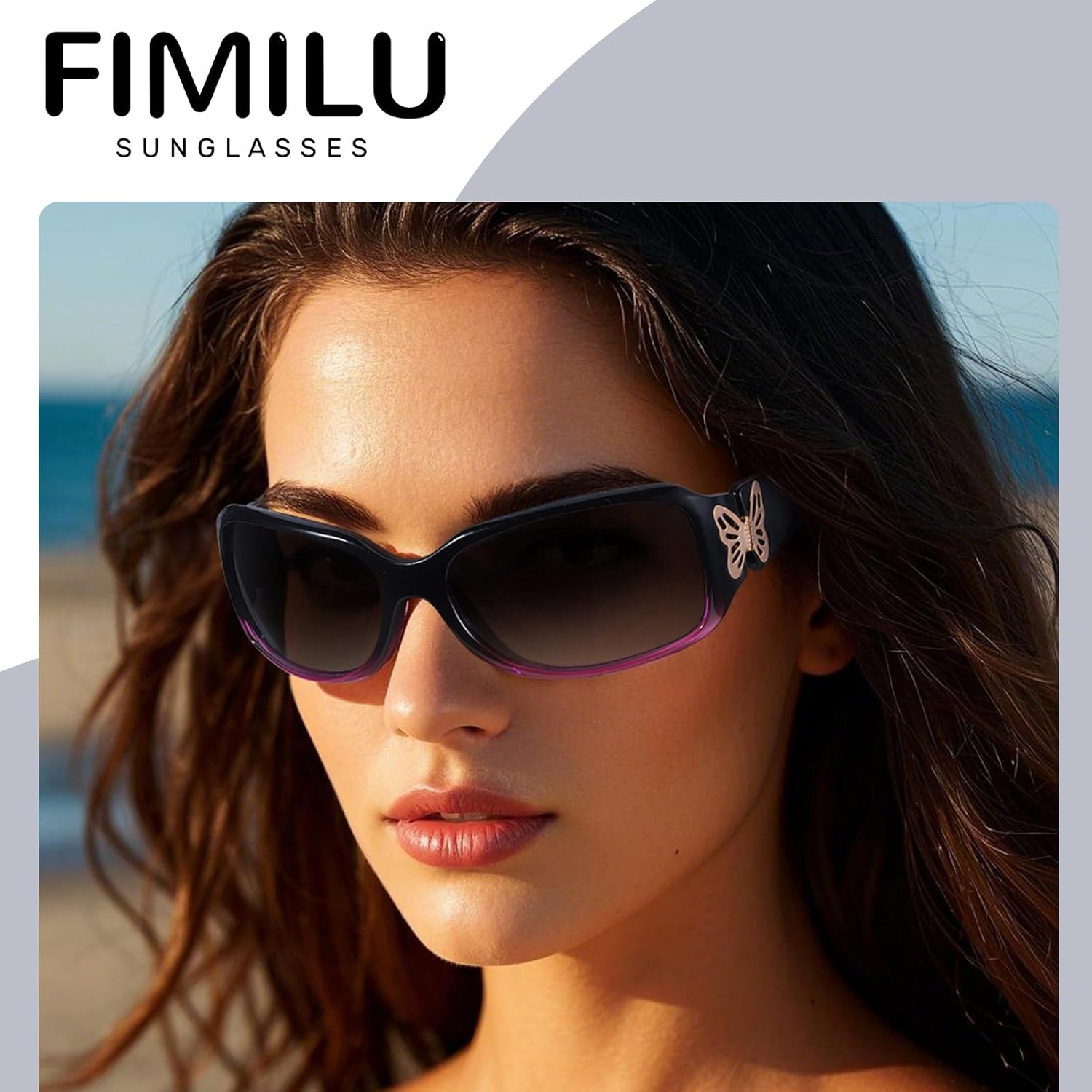 FIMILU 2 Pack Polarized Sunglasses for Women Wrap Around Glasses Trendy Butterfly Decor Fashion Accessories UV400 Protection - Image 2