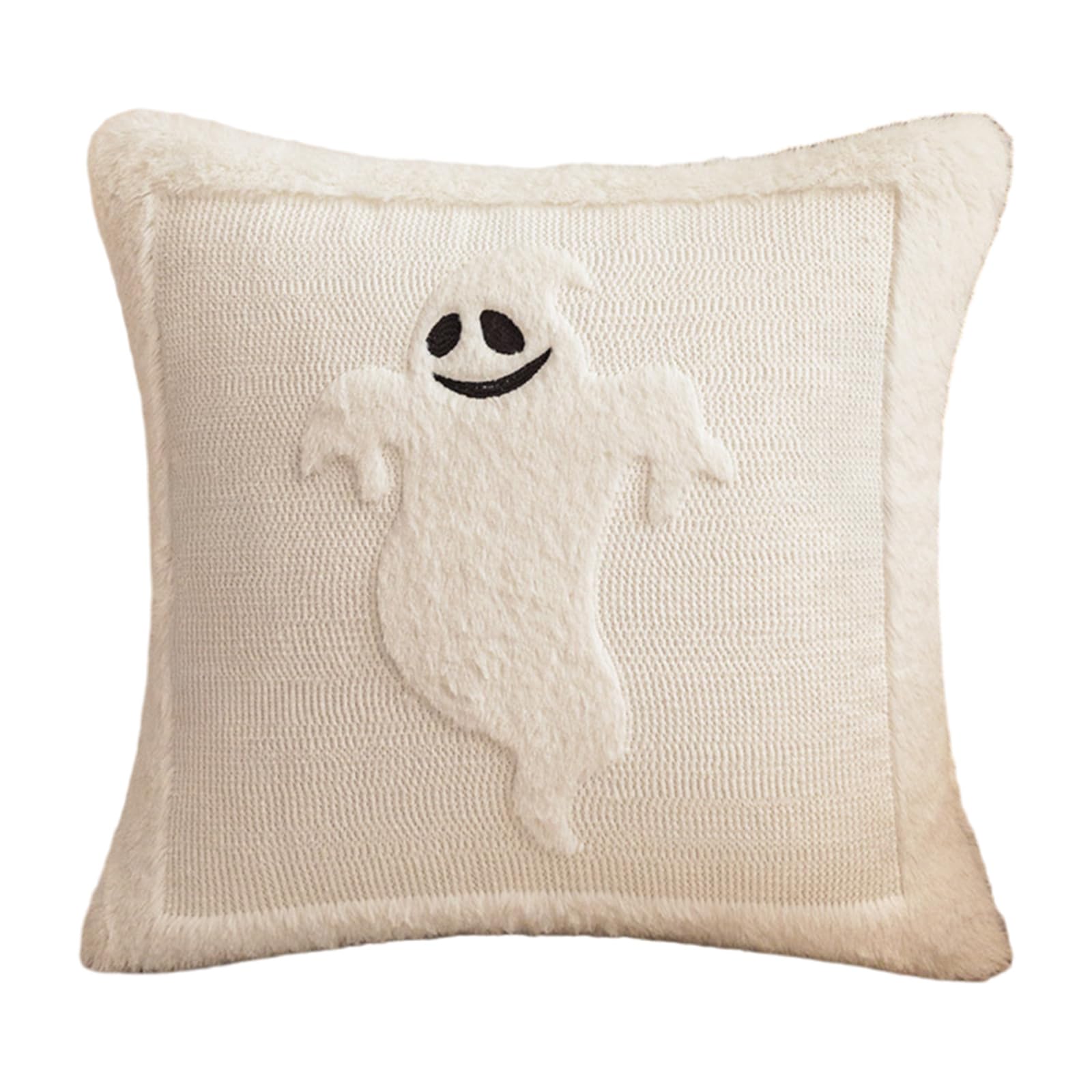 Buxuaaaa G Horror Themed Plush Pillow Cover Nursery Bedroom Decors Hostly Pattern Throw Pillowcase For Sofa Couch Halloween Accessory Plush Hostly Pillowcase Halloween