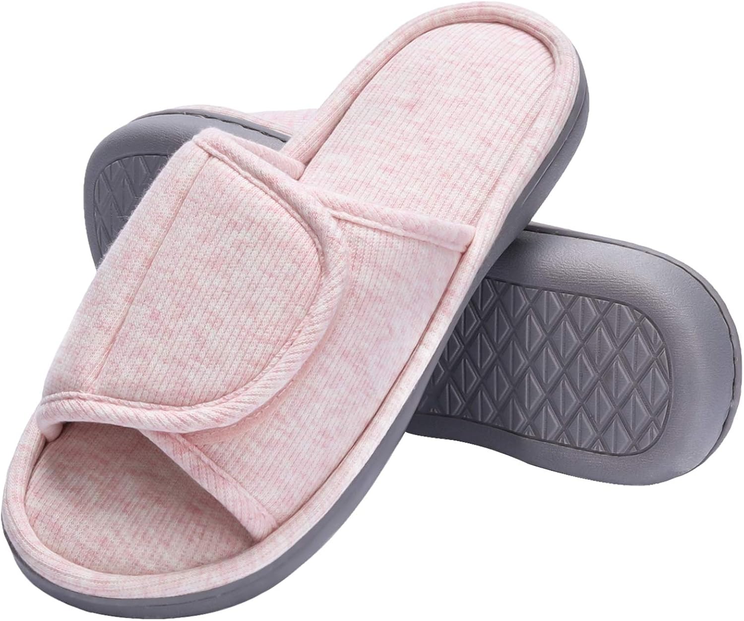 WFL Velcro Slippers for Women Adjustable Wrap OpenToe Memory Foam Sole Size 78